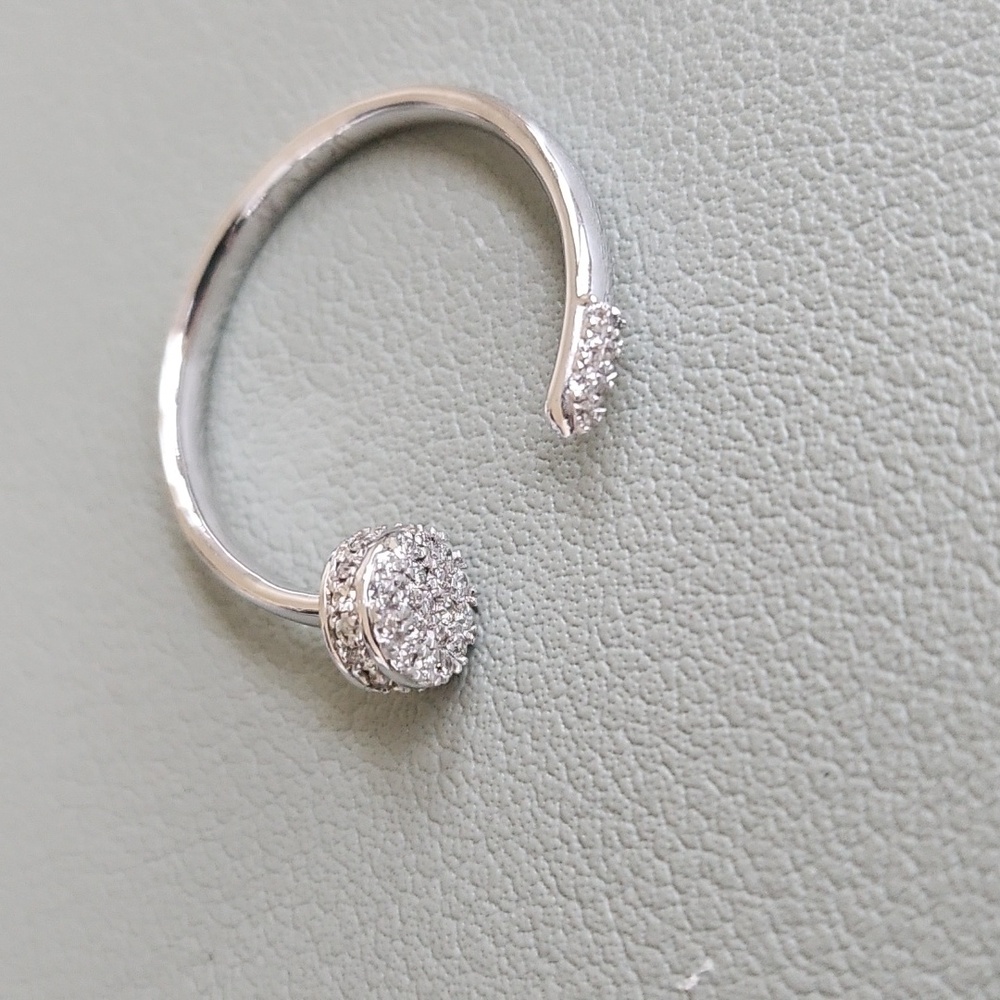 14k White Gold Diamond Nail Ring Sz 6